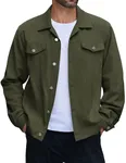 COOFANDY Mens Denim Trucker Jacket Thin Jean Jacket Classic Casual Cowboy Jacket with Slant Pockets Army Green