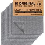 SUPERSCANDI Swedish Dish Cloth 10 Pack Eco Friendly Reusable Sustainable Biodegradable Cellulose Dish Cloths Kitchen Dish Rags Washing Wipes Paper Towel Replacement Washcloths (10 Pack Grey)