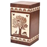 Handmade Rosewood Urn Box for Human Ashes, Wooden Pets Ashes Burial Urn Box Cremation Urn for Loving Memory (Rosewood White, S(8X4.75”)115CU)