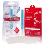 Connoisseurs Jewellery Cleaner Kit | Diamond Dazzle Stick & 6 Cleaning Cloth Wipes | Gold, Diamond, Platinum & Silver Jewellery Cleaner | Ring Cleaner