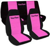 Totally Covers compatible with 1987-1995 Jeep Wrangler YJ Two-Tone Seat Covers w Your Name/Text: Black & Hot Pink - Full Set: Front & Rear