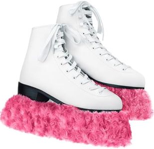 Gemscream Ice Skate Guard Fuzzy Ice Skate Blade Covers Hockey Skate Soakers Figure Skate Guards for Girls Boys Youth Women Men Adult(Pink, M Size)