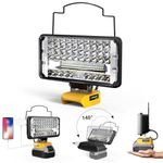 Cordless 20V Max LED Work Light for Dewalt 20V Battery, LIVOWALNY 90W 9000LM 7" Battery Light LED Light Flashlights Flood Light with USB & Type-C & Low Voltage Protection & 140° Pivoting Head