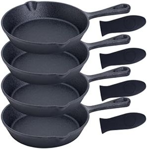 Bruntmor Pre-Seasoned 6 Inch Black Cast Iron Nonstick Frying Pan | Set of 4| Oven Safe Cast Iron Skillet | Egg Pan/Grill Pan Set | Cast Iron Pot/Cast Iron Pan for Christmas.