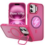 SEFING Case for iPhone 16 Plus with Stash Kickstand [Military-Grade Shockproof][Compatible with MagSafe] Slim Thin Skin Feeling Strong Magnetic Phone Case for iPhone 16 Plus 6.7", Hot Pink