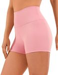 CRZ YOGA Women's Naked Feeling 3'' Gym Shorts - High Waisted Cycling Shorts Yoga Workout Running Spandex Shorts The Heartbeat Powder 12