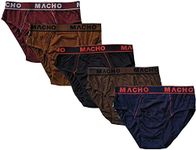 Macho Smart Cut Mens Cotton Brief Multicolor, Pack of 5 (85 cm)