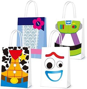 Toy Inspired Story Decorations, Party Favor Bags for Toy Story Party Supplies- Party Favor Goody Treat Candy Bags for Girls Boys Adults Birthday Party Decor- 4 Patterns Double Sided Printed (16 PCS)
