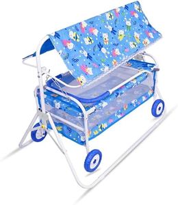 AVANI METROBUZZ Baby Cradle with Swing and Mosquito Net, Four Wheels for 0-13 Months Baby Boys and Girls (Blue)