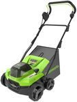 Greenworks 40V Cordless Lawn Scarifier Aerator and Lawn Rake with Brushless Motor, 3100 rpm, 38cm Working Width, 5 Depths, 45L Collection Box WITHOUT Battery & Charger GD40SC38II