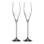 DIAMANTE Balmoral Champagne Flue Prosecco Glasses Pair with ‘Seawaves'’ Collection Hand Cut Design - Set of 2