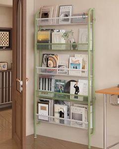 UMDONX Behind The Door Bathroom Shelf Narrow 5-Tier, Space-Saving Slim Storage Shelf Narrow Shelving Unit for Bathroom and Kitchen White