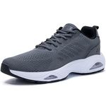 GOOBON Mens Air Running Shoes Lightweight Breathable Athletic Tennis Gym Jogging Sneakers - Grey - Size 10 UK