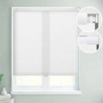 TINFONBLY No Drills Light Filtering Cellular Blinds No Tools Cordless Shades, Bottom Up Fabric Honeycomb Shade, Easy to Install Window Shades for Home Office, White-Light Filter, Size 30" W x 40" H