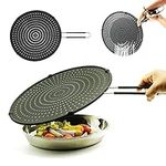 13inch Frying Pan Splatter Guard, Silicone Splatter Screen for Frying Pan with Handle Splatter Guard for Cooking and Frying(Black)