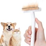 aumuca Cat Dog Brush, Pet Deshedding Tools For Short Haired Cats & Dogs, Deshedding Brush Cats With More Rounded Teeth, Gently and Effectively Remove Loose Hair Up to 95%