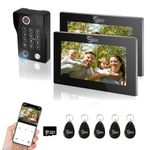 Video Door Phone Intercom System,2 Units 7 Inch Touch Monitor with Wired 1080P Doorbell System,Supporting Fingerprint,RFID Card,Password Motion Detecting