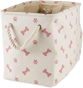 Bone Dry Pet Storage Collection Paw and Bone Print, Small Rectangle, Rose