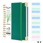 Thboxes A5 Notebook Lined, 300 Pages A5 Notepad Spiral Notebook, 100GSM Thick Paper Hardback Notebook for Women Men Office School, 24 Labels, 15 X 21.5 cm, Dark Green