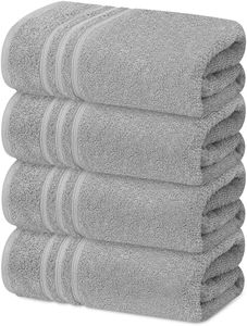 4 X Large Bath Towels 100% Egyptian Cotton High Absorbent 500 GSM Hotel Quality Jumbo Bath Towel Set (4, Silver)