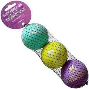 SPORTSPET Tough Bounce Natural Rubber Dog Balls - Highly Durable Tough Bounce Balls (3 Pack) (65mm)