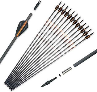 Pointdo 100% Carbon Arrow Practice Hunting Arrows with Removable Tips for Compound & Recurve Bow(Pack of 12) (28inch Black Orange)