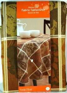 Allover Leaf Fabric Harvest Plaid Tablecloth Fabric Table Cloth 70 Round