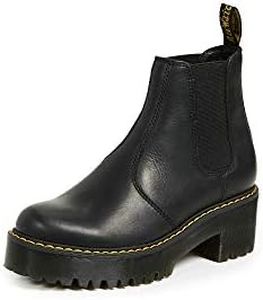 Dr. Martens Women's Rometty Fashion Boot, Black Burnished Wyoming, 8