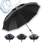 ANYCHO Big Umbrella for Men, Large Umbrella with Reflective Stripe for Women and Family, Windproof, UV Protection Auto Open Golf Umbrella Big Size for 2-4 Men (Black - 45 Inch (Regular 3 Fold))