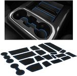 CupHolderHero fits Chevy Silverado 1500 Accessories & GMC Sierra 2014-2022 Premium Custom Interior NonSlip AntiDust Cup Holder Insert,Console Liner Mats, 24pc Set (CrewCab with BucketSeats)(Blue Trim)