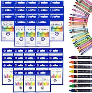 Color Swell Regular and Neon Crayon Bulk Packs - 18 Boxes of Fun Neon Crayons and 18 Boxes of Colorful Regular Crayons of Teacher Quality Durable Classroom Packs for Kids Students Party Favors
