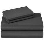 HOMEIDEAS 4 Piece Bed Sheets Set, Extra Soft Brushed Microfiber Fabric Bedding Sheets, Wrinkle & Fade Free - Flat Sheet, Fitted Sheet with 2 Pillowcases (King, Dark Grey)