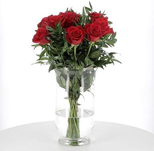 KENTIS - Bouquet di Rose Rosse Vere - Rose Fresche a Stelo Lungo 50 cm a Domicilio con Biglietto Personalizzato - 9 Rose Rosse