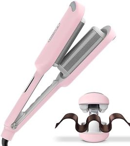 Curling Iron Hair Crimper Waver - TYMO ROVY Beach Waves Curling Wand, Ionic Deep Waver Hair Curler Tool with Ceramic 3 Barrel for Women, Dual Voltage, Anti-Scald, Easy to Use, Pink, 1.25 Inch