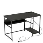 CASART Industrial Computer Desk, Study Writing Desk with Open Shelf, CPU Stand & Adjustable Foot Pads, Home Office PC Laptop Table Gaming Desk Computer Workstation (Black)