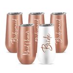 Ugiftcorner Bridesmaid Proposal Gifts Set of 5 Bride Bridesmaid Gifts for Wedding Day Bachelorette Gifts for Bridesmaids Cups Stainless Steel Insulated Tumbler with Lid Champagne Flutes 6 OZ