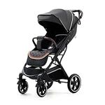 YAZOCO Baby Stroller Foldable Compact Stroller, Strollers for Toddlers up to 4 Years Travel Pushchair (Black)