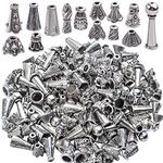 100 Gram (About 130-190pcs) Antique Silver Cone Bead Caps Flower End Caps Tassel End Cap for Jewelry Making Crafts DIY