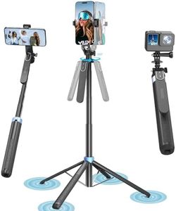 Rimposky 180cm Phone Tripod Selfie Stick Tripod with Wireless Remote, Upgrade Quadripod iPhone Tripod for Filming, Anti-Shake & Extendable Travel Phone Tripod Stand with Balance Handle and 1/4 Screw