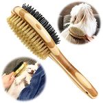 Grooming Brush for Dog & Cat, 2 in 1 Dog Pin Brush and Bristle Soft Brush, Dogs Comb and Brush for Cleaning Loose Fur & Dirt, Msuitable for Long and Short-haired Dogs or Cats