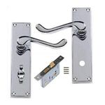 Golden Grace Victorian Scroll Polished Chrome Bathroom WC Toilet Door Handles Complete with (GG) Bathroom Mortise Lock