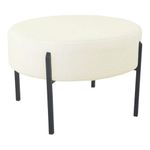 HomePop Modern Metal Sherpa Ottoman,Homepop Home Décor,Upholstered Round Velvet Tufted Foot Rest Ottoman - Cream Small