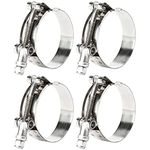 ISPINNER 4 Pack 1.25 Inch 304 Stainless Steel T-Bolt Hose Clamps, Clamp Range 41-46mm for 1.25" Hose ID, Pack of 4