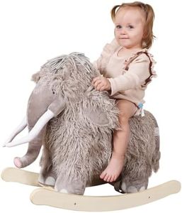 labebe - Plush Rocking Horse, Mammoth Rocker, Stuffed Rocker Toy for Child 1-3 Year Old, Kid Ride On Toy Wooden, Rocking Animal for Infant/Toddler Girl&Boy, Nursery Birthday Gift