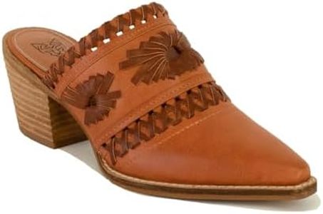 Beast Fashion Women's Woven Block Heel Mules Stacked Block Heels Mules Comfort Pointed Toe Slip on Slides Loafer Shoes, Camel,7.5