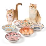 Cat Bowls Ceramic Cat Food Bowl 5.5 Inches Cat Dishes And Bowls Cute Kitten Bowl Whisker Fatigue Cat Bowl Wide Shallow Cat Feeding Bowls Set 6 Cat Plate Cat Bowl Microwave and Dishwasher Safe 8.5 oz