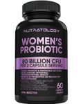 Nutratology Probiotics for Women - 40 Billion CFUs Per Capsule - 80 Billion CFUs Per Serving - Formulated With 4 Strains Of Probiotics To Support Gut Health, Bloating Relief & Digestion - 60 Capsules