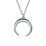 Bling Jewelry Celestial Trendy Horn Half Moon Necklace for Women .925 Sterling Silver Necklaces for Women Crescent Moon Necklace, Double Horns Pendant