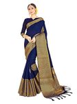 Elina fashion Sarees for Women Banarasi Art Silk Woven Sari - Indian Diwali Gift Festival Saree & Unstitched Blouse, Navy Blue, Free Size