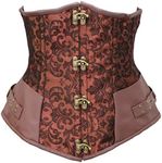 bslingerie® Gothic Steampunk Heavy Duty Waist Cincher Underbust Corset, Classic Brown, Large